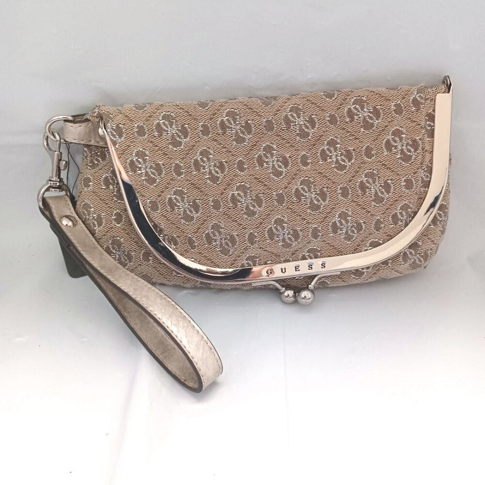 GUESS Antonia Mini Wristlet/Clutch in Stone